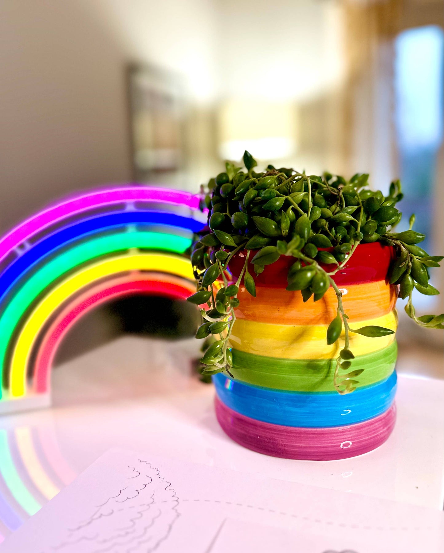 Stacked Rainbow Ceramic Planter