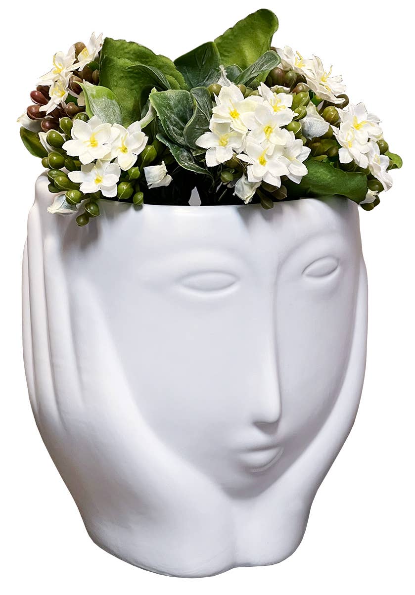 Pondering Ceramic Face Planter