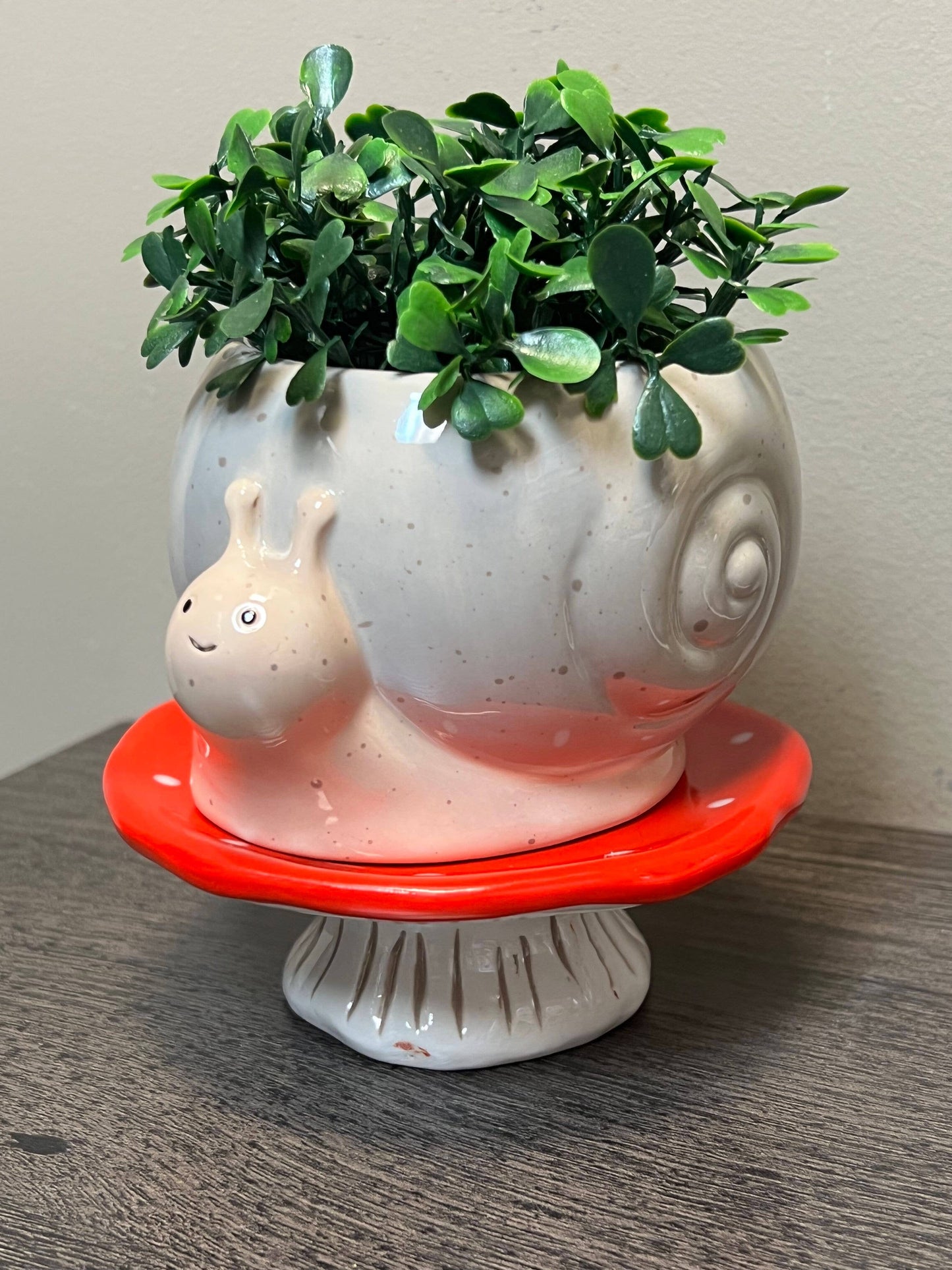 Snail & Mushroom Ceramic Footsie Planter