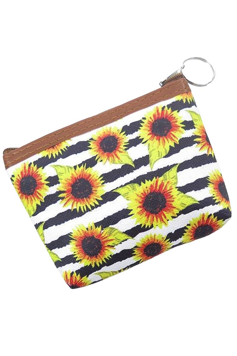 Sunflower Zippered Coin Pouch Bag