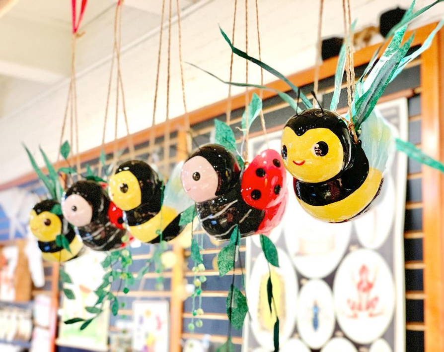 Mini Bee & Ladybug Hanging Ceramic Planters