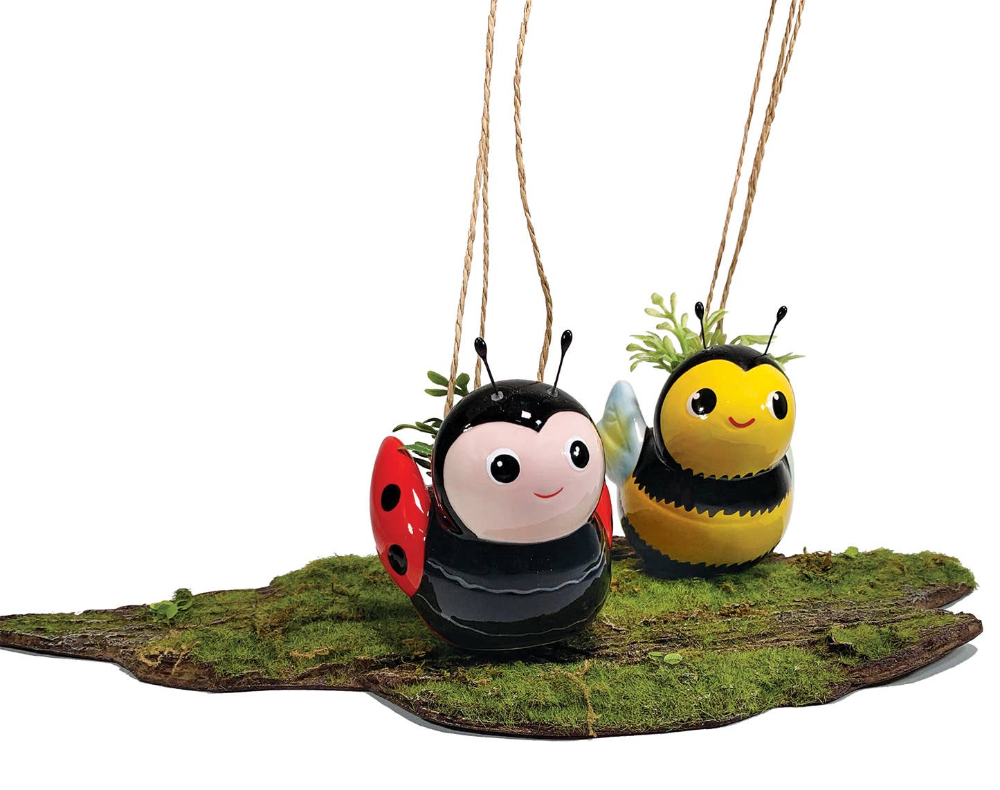 Mini Bee & Ladybug Hanging Ceramic Planters