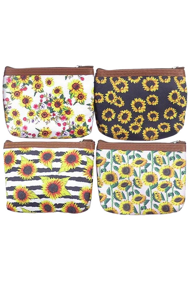 Sunflower Zippered Coin Pouch Bag