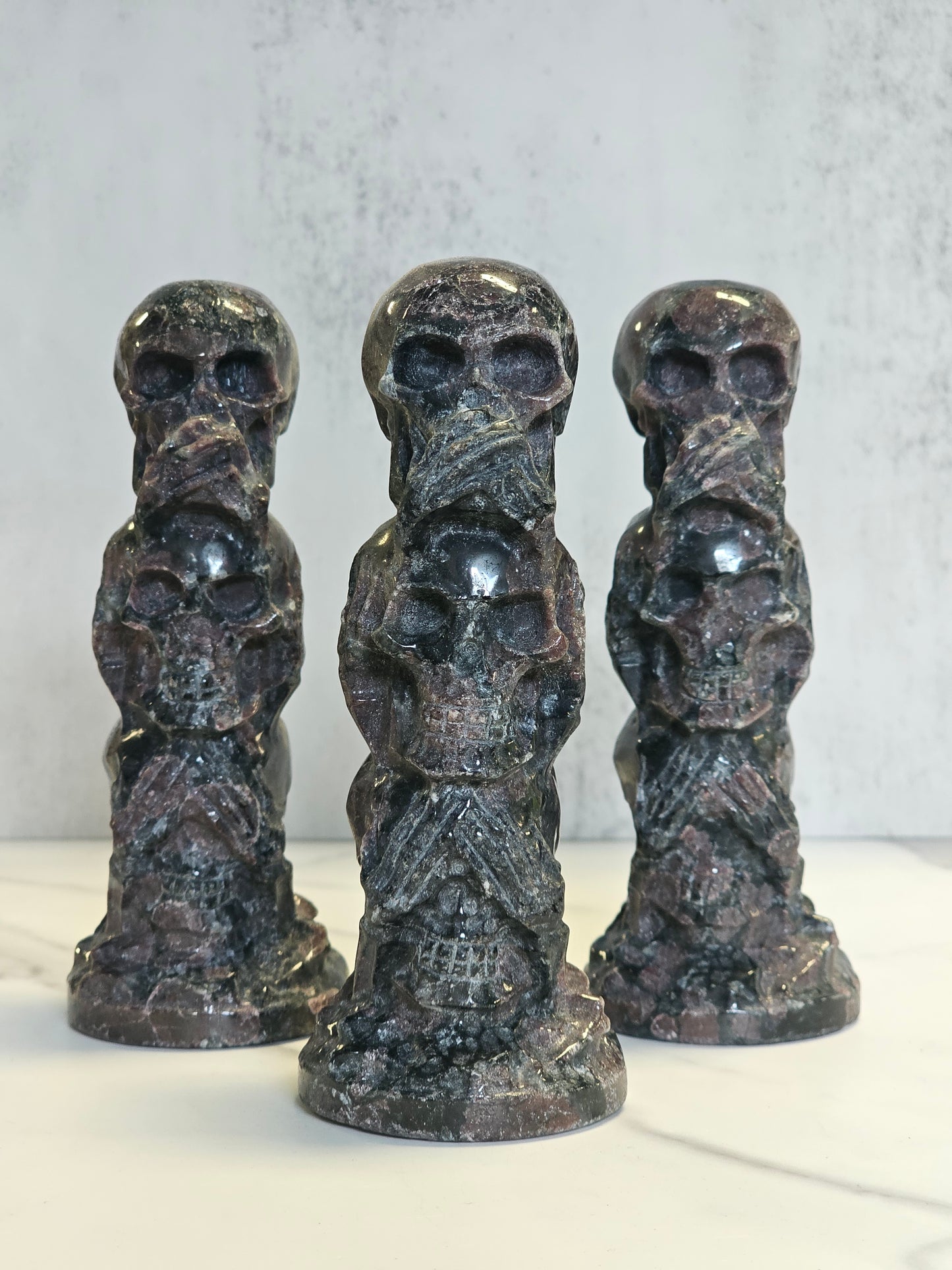 Garnet Skull Tower - Speak, Hear, and See No Evil