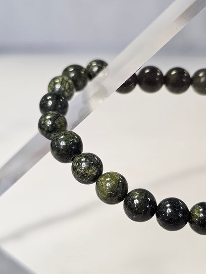 Green Spiderweb Jasper Stretchy Bracelet