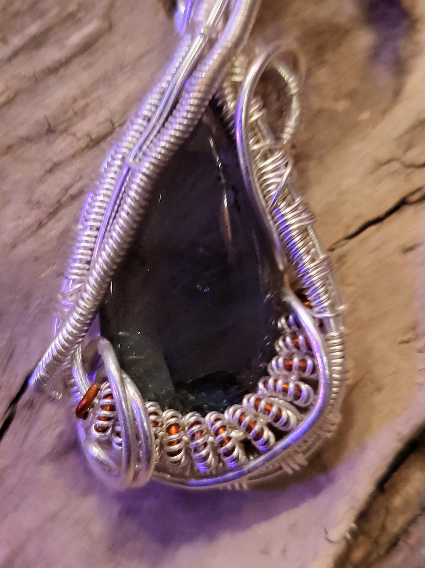 Labradorite and Silver Wire Wrapped Necklace