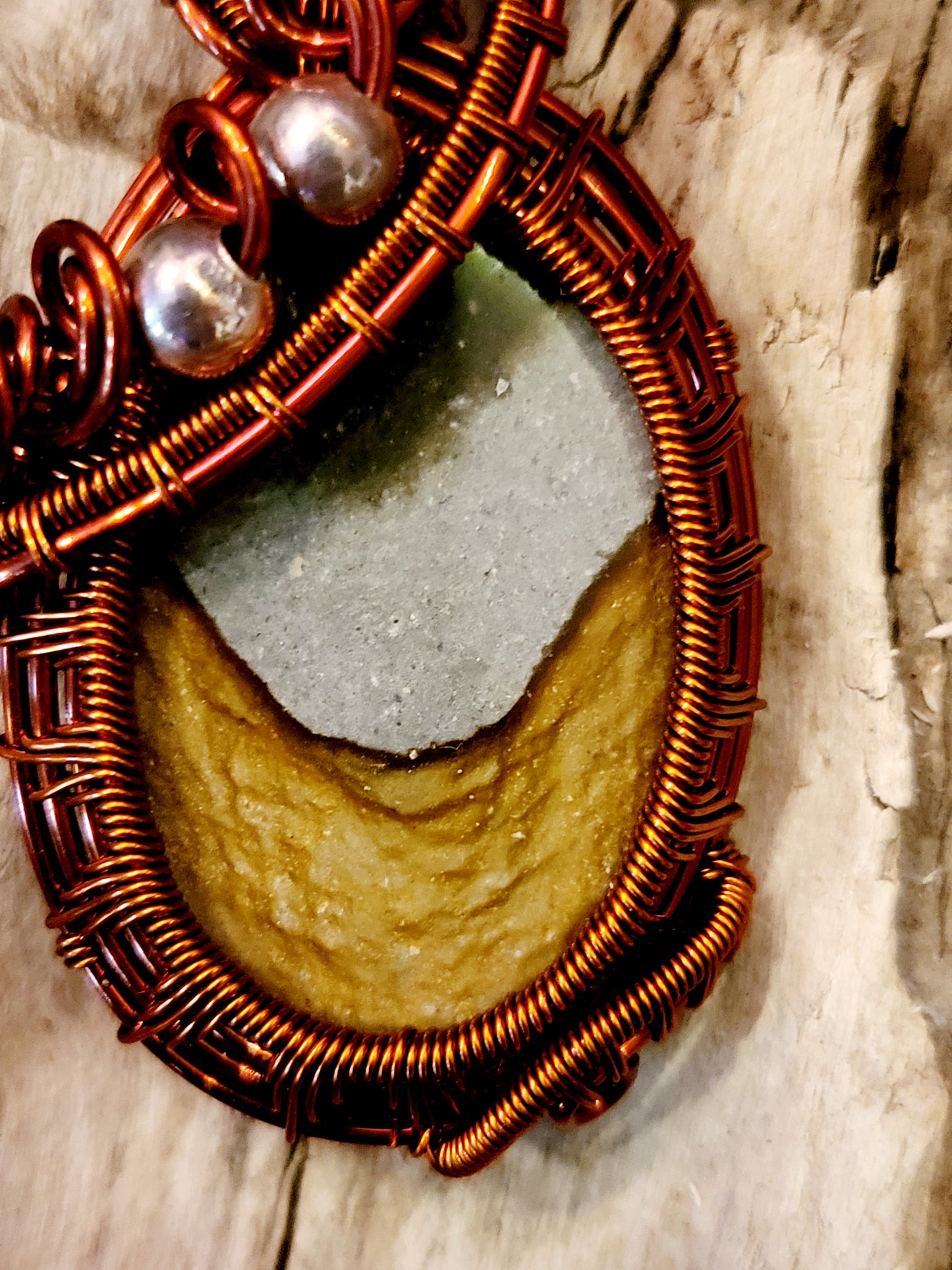 Bumblebee Jasper and Copper Wire Wrapped Necklace