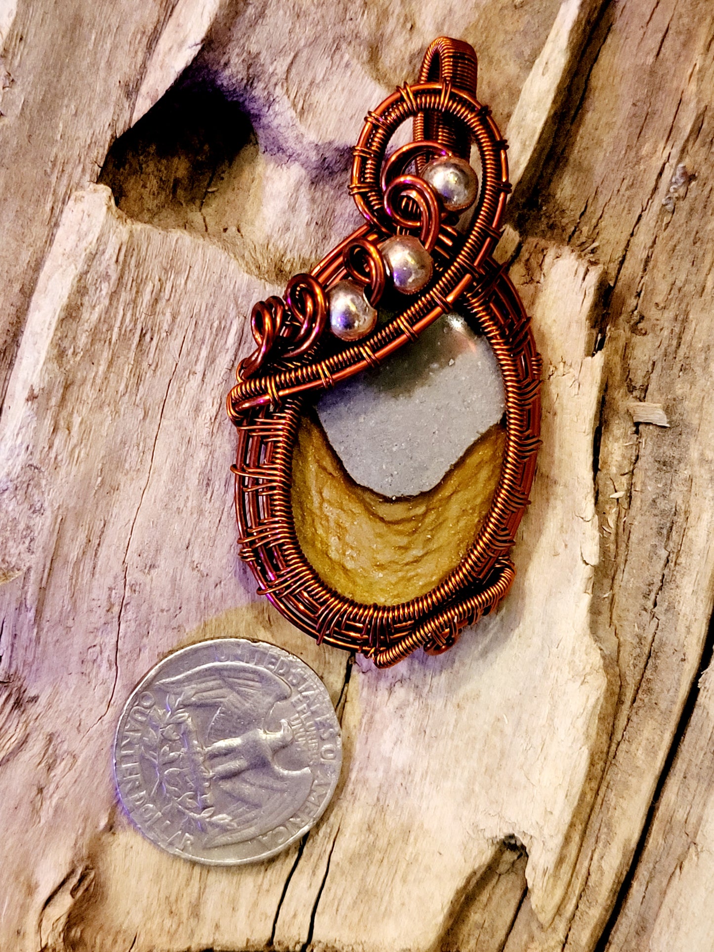 Bumblebee Jasper and Copper Wire Wrapped Necklace