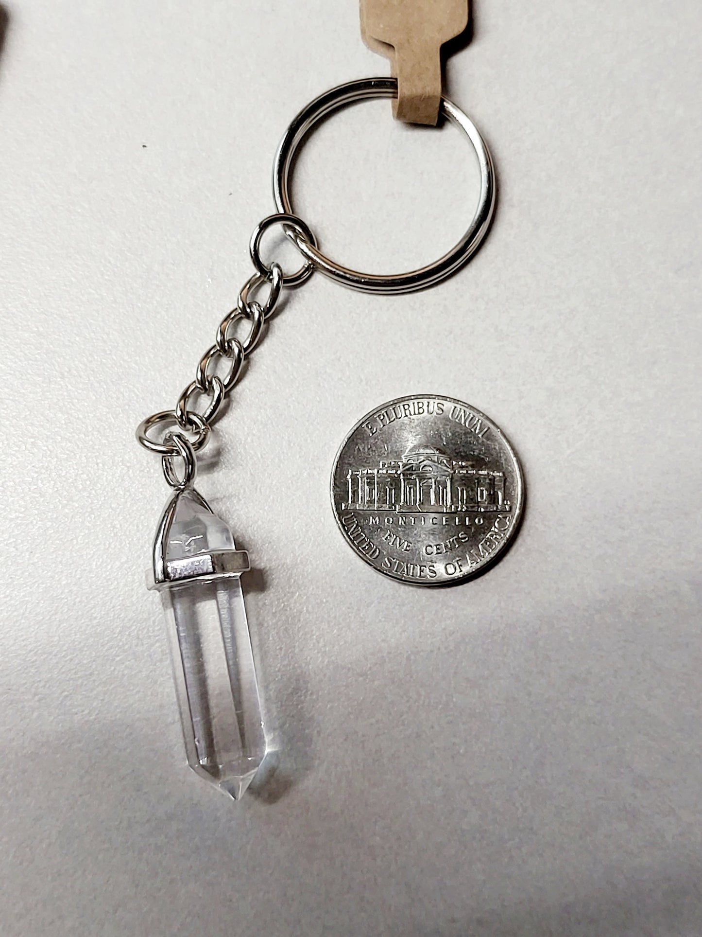 Clear Quartz Crystal Point Keychain