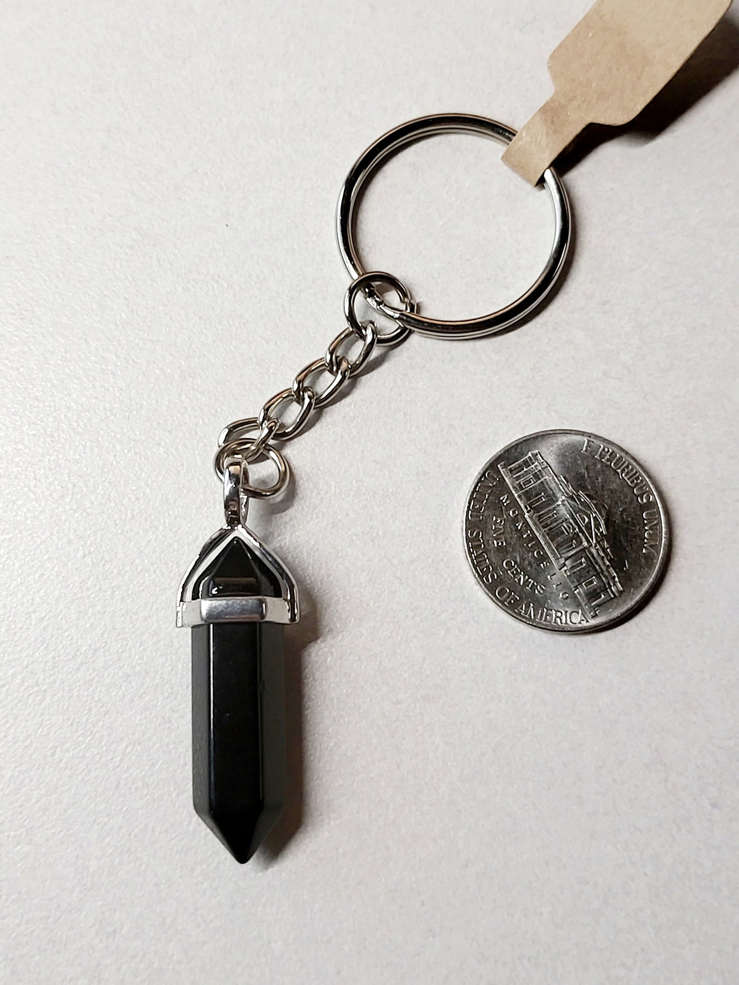 Obsidian Crystal Point Keychain