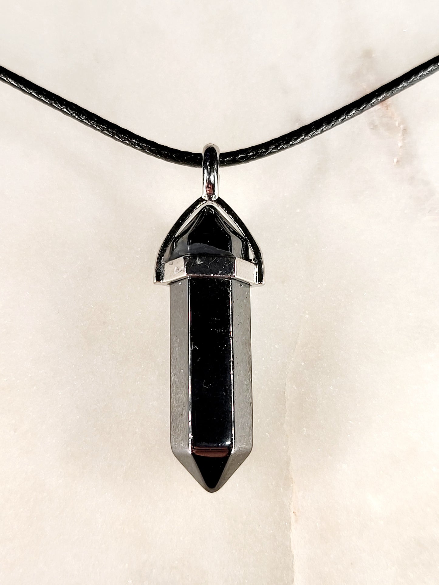 Obsidian Crystal Point Necklace
