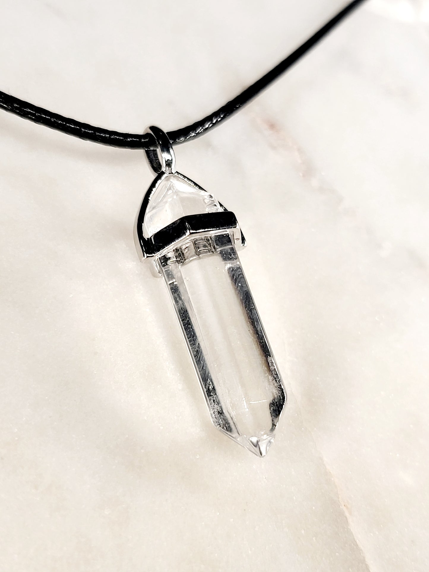 Clear Quartz Crystal Point Necklace