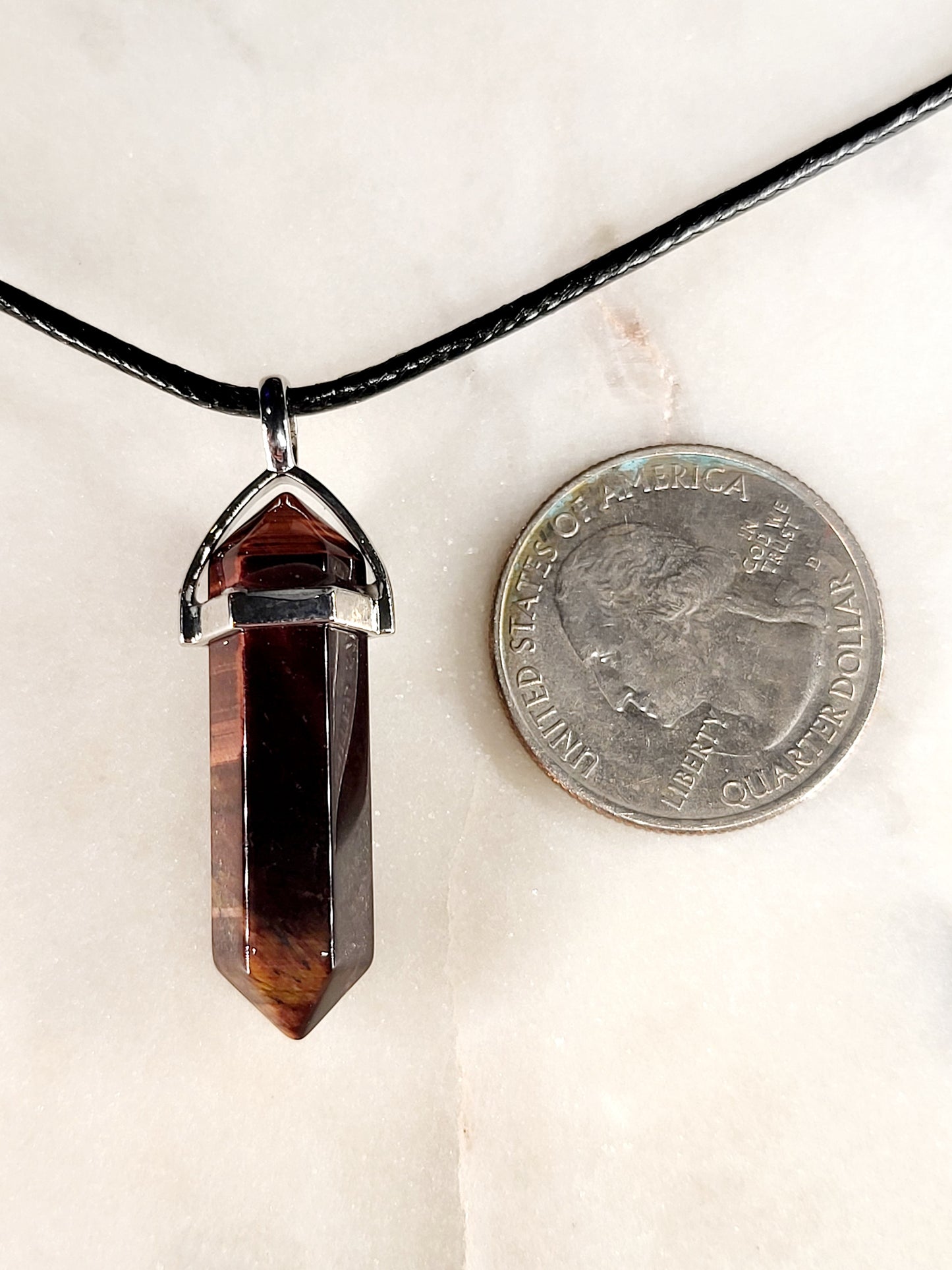 Tiger's Eye Crystal Point Necklace