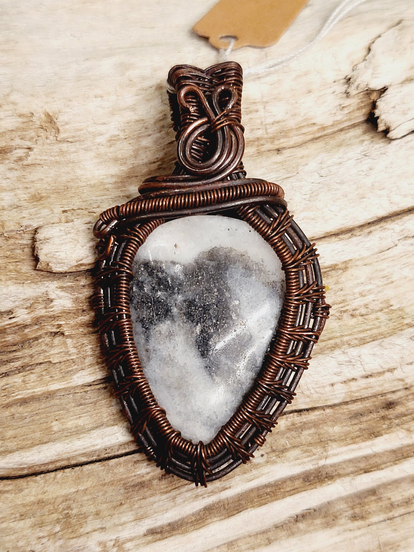 Jasper Oxidized Copper Wire Wrapped Necklace Pendant