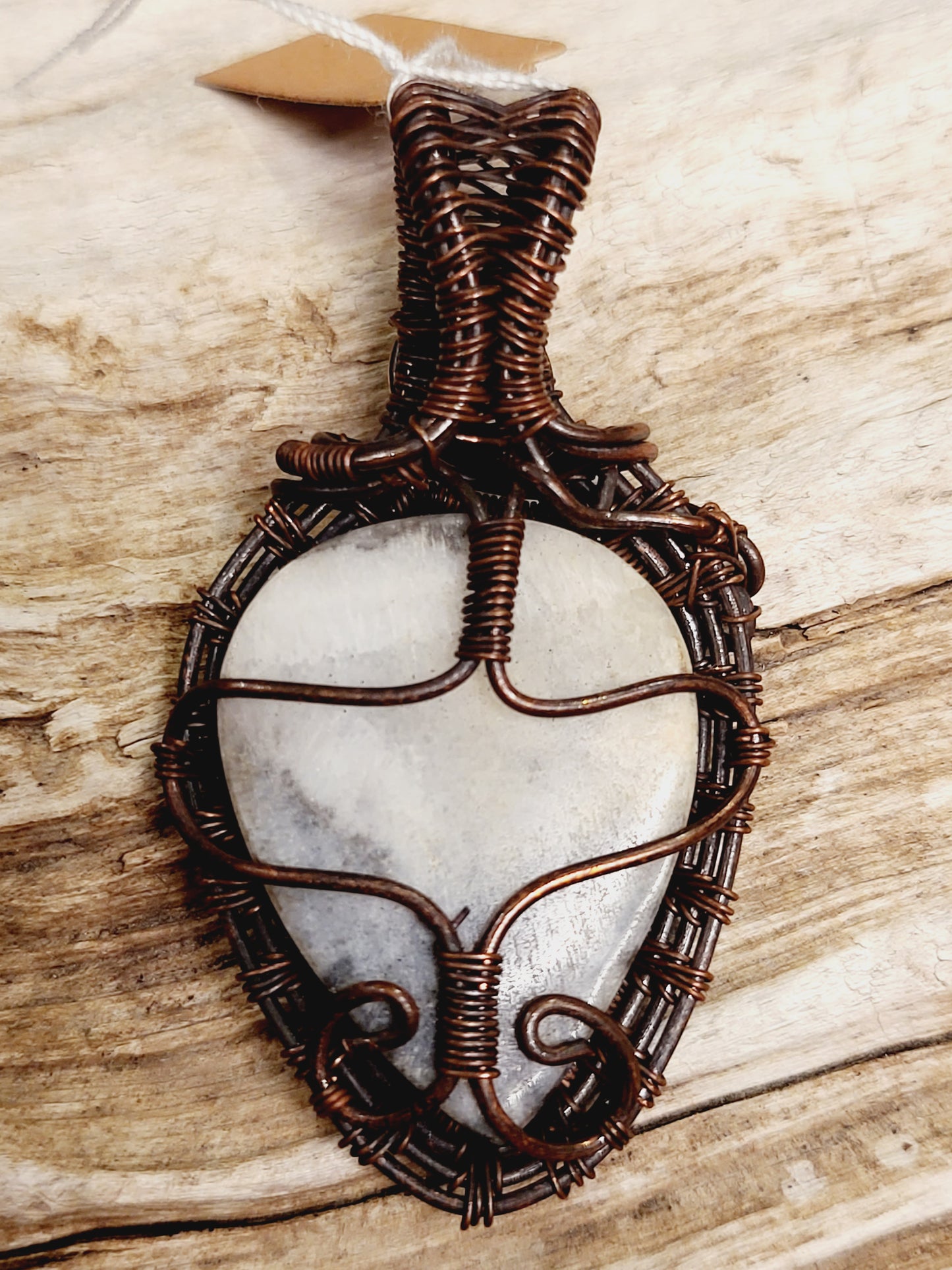 Jasper Oxidized Copper Wire Wrapped Necklace Pendant