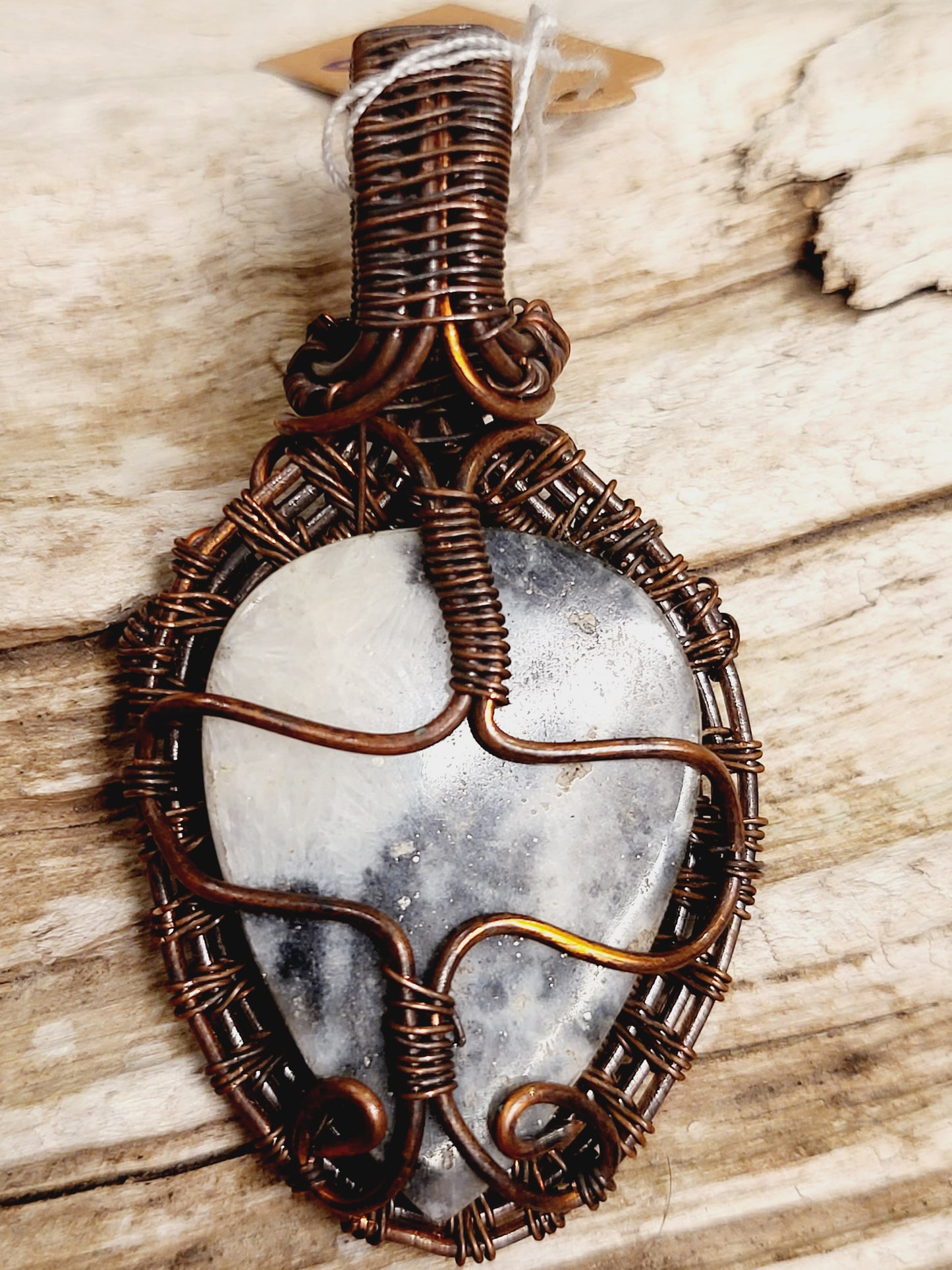 Jasper Oxidized Copper Wire Wrapped Necklace Pendant