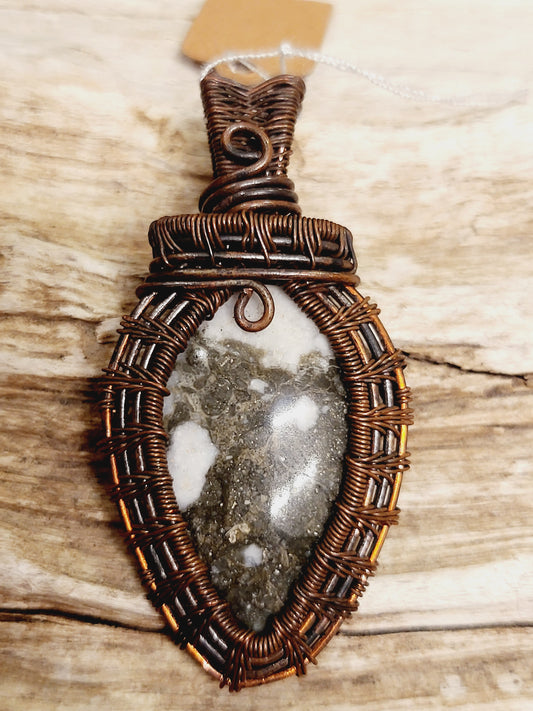 Jasper Oxidized Copper Wire Wrapped Necklace Pendant