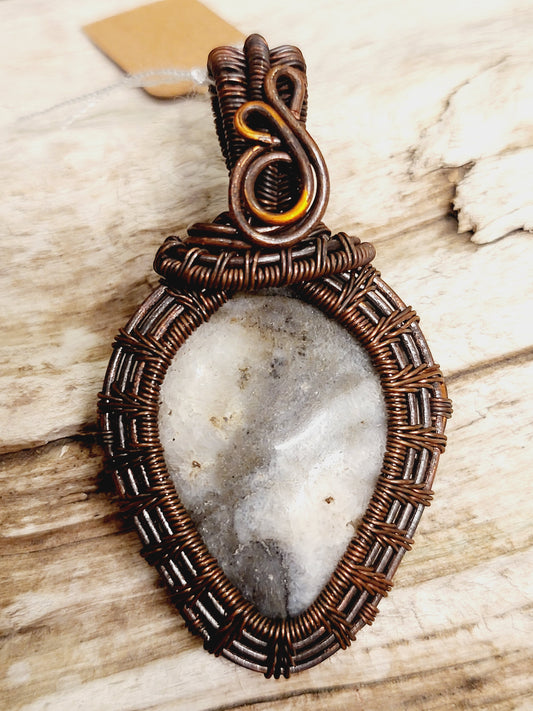 Jasper Oxidized Copper Wire Wrapped Necklace Pendant