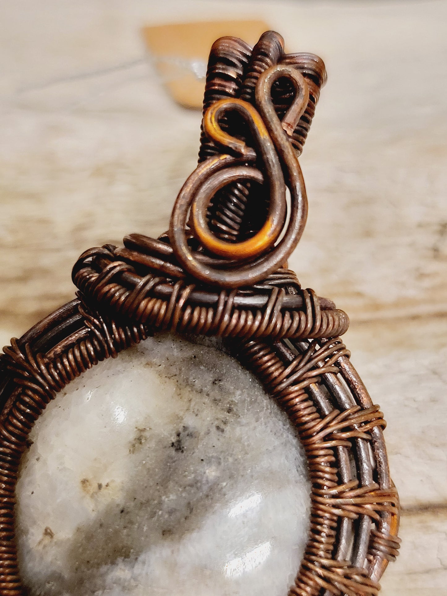 Jasper Oxidized Copper Wire Wrapped Necklace Pendant