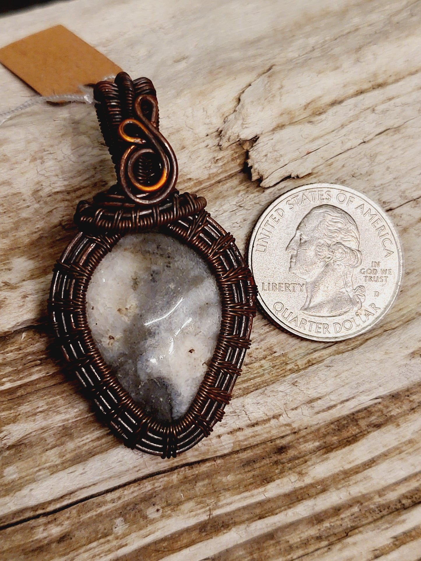 Jasper Oxidized Copper Wire Wrapped Necklace Pendant