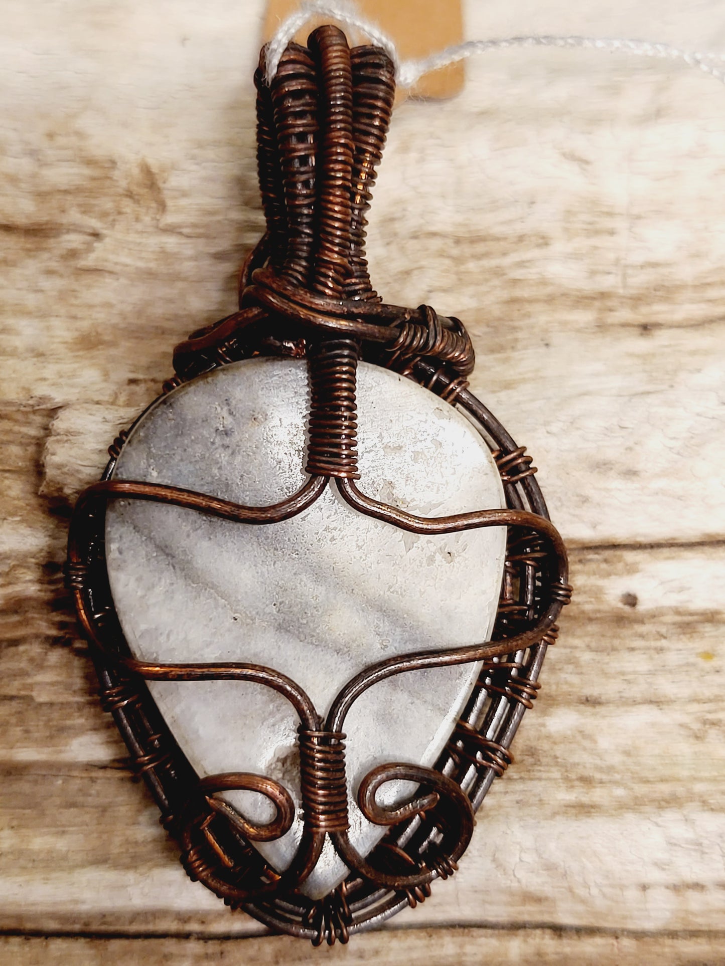 Jasper Oxidized Copper Wire Wrapped Necklace Pendant