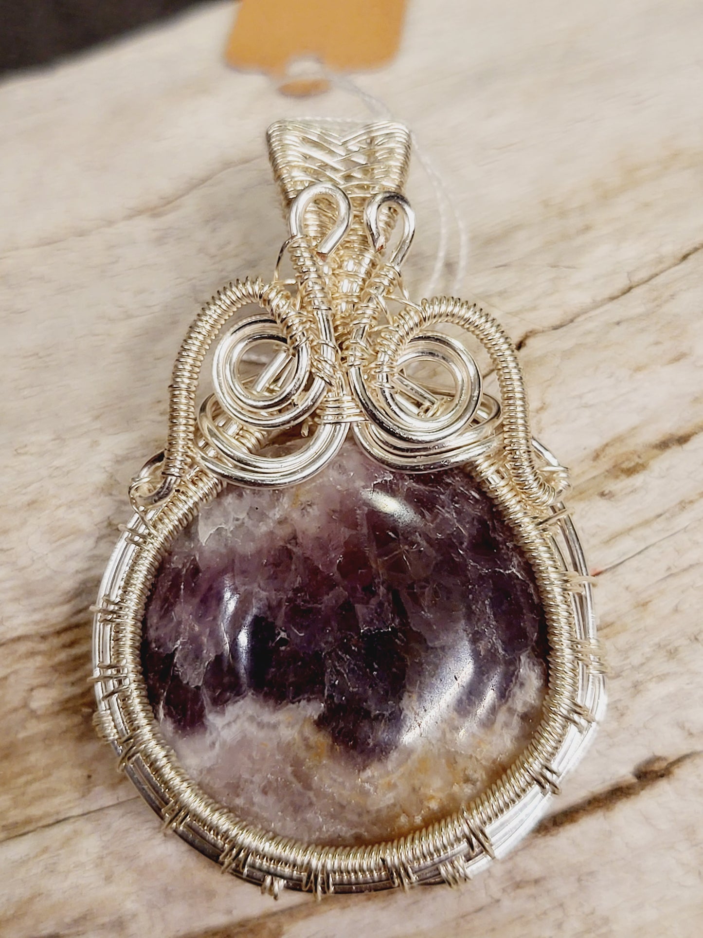 Amethyst Silver Wire Wrapped Necklace Pendant