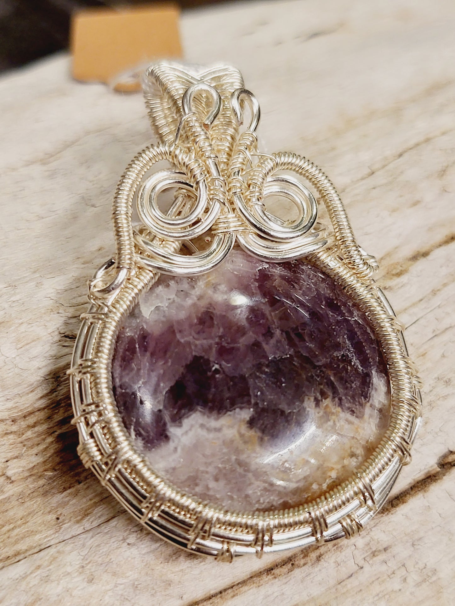 Amethyst Silver Wire Wrapped Necklace Pendant