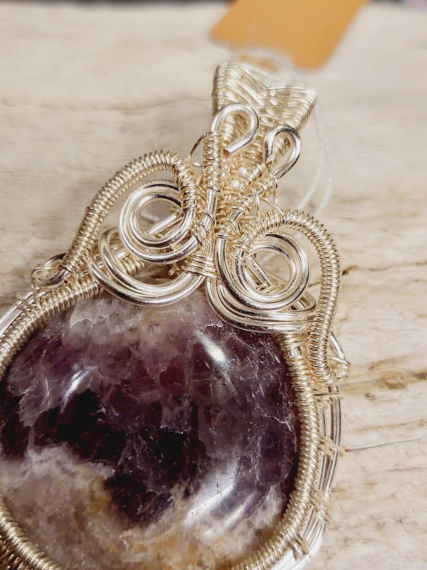 Amethyst Silver Wire Wrapped Necklace Pendant