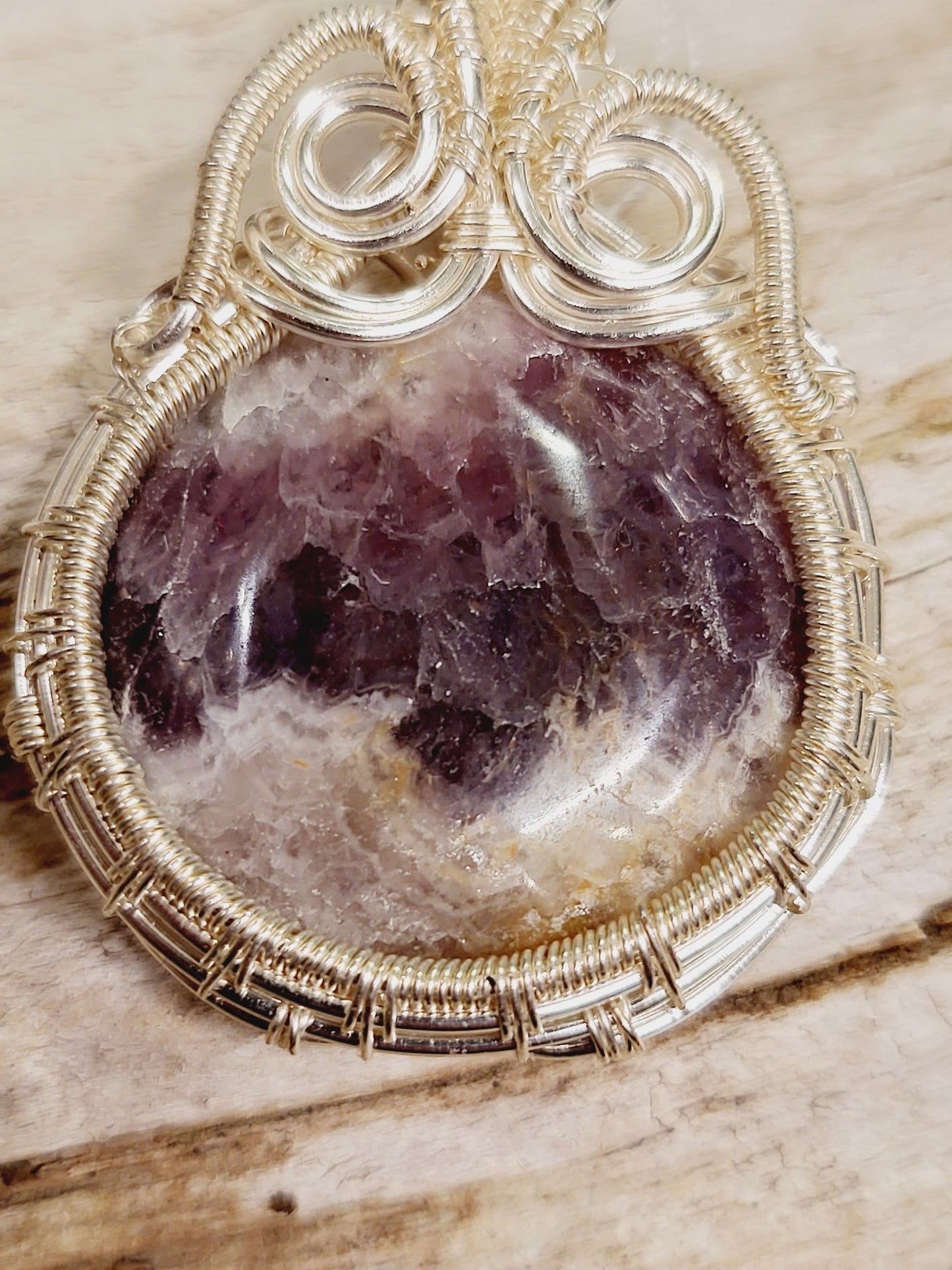 Amethyst Silver Wire Wrapped Necklace Pendant