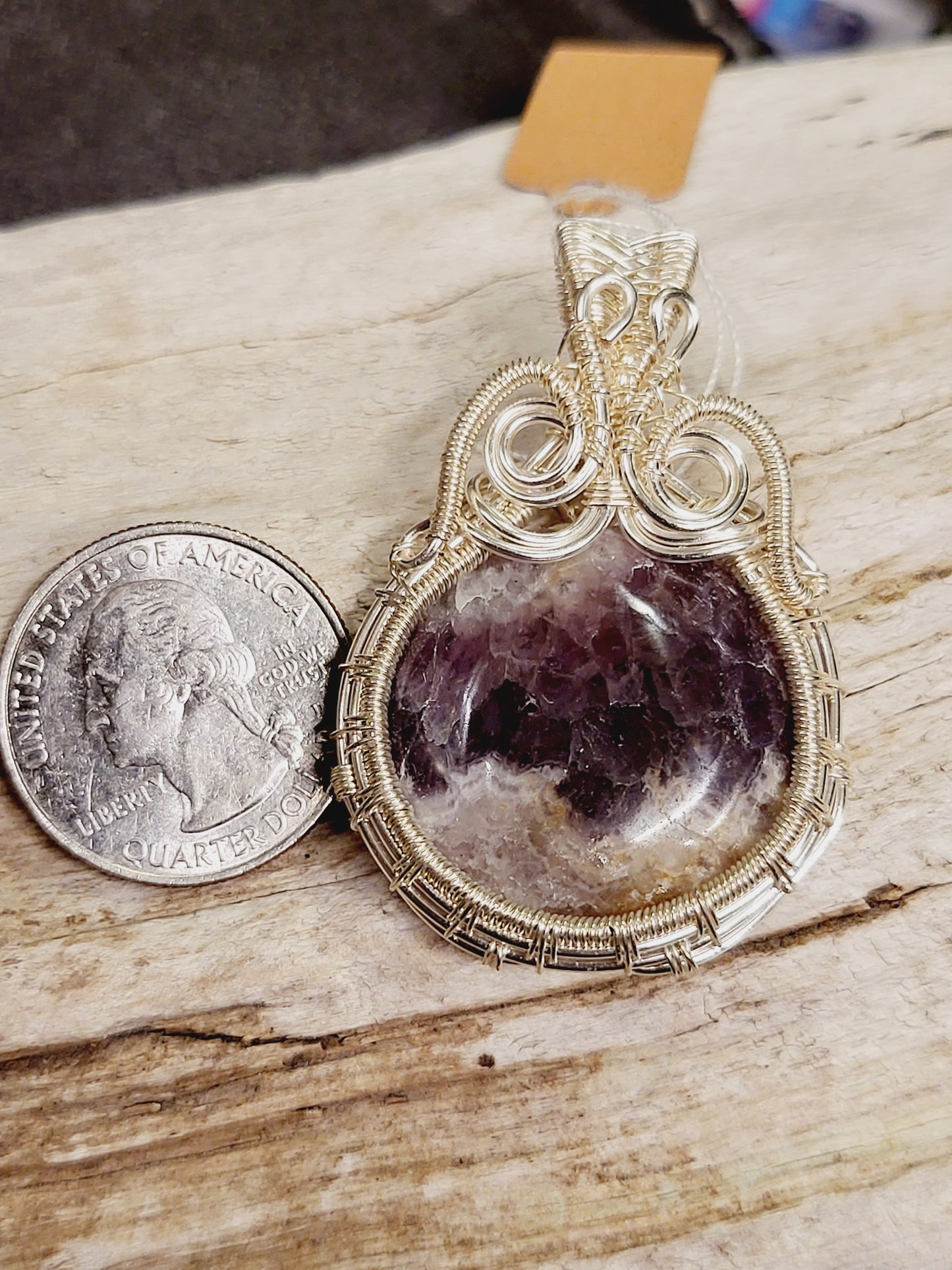 Amethyst Silver Wire Wrapped Necklace Pendant