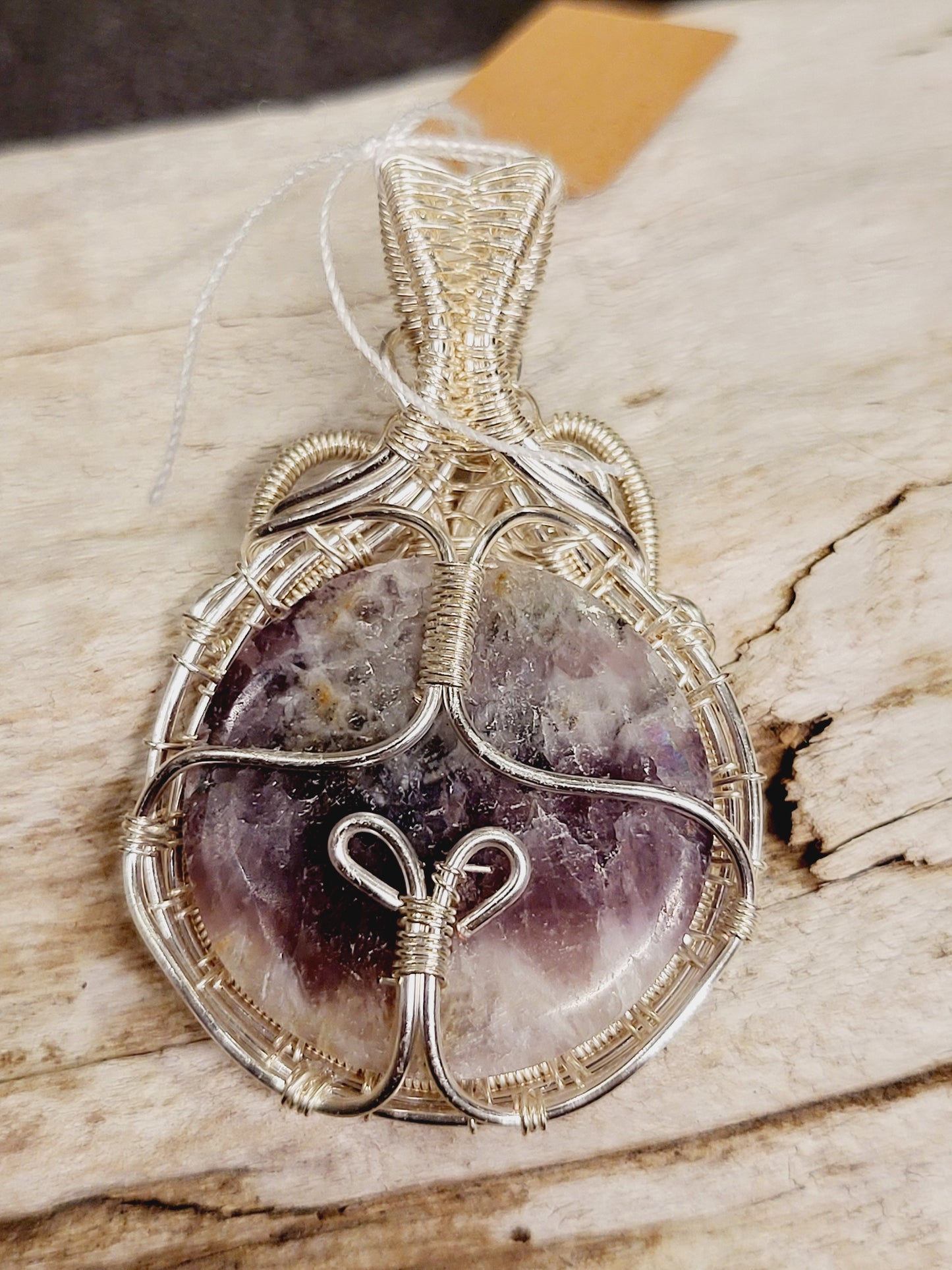 Amethyst Silver Wire Wrapped Necklace Pendant