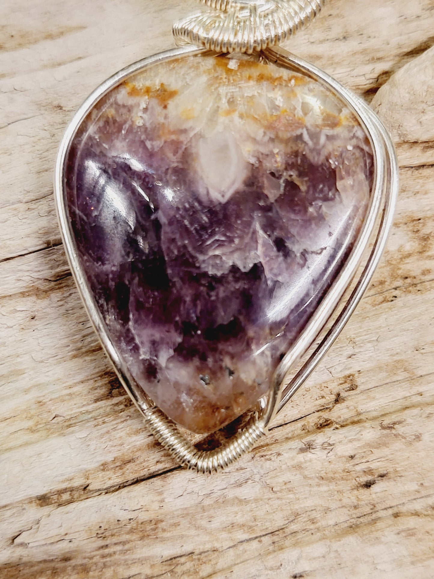 Amethyst Silver Wire Wrapped Necklace Pendant