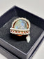 Labradorite and Silver/Copper Wire Wrapped Ring Size 11