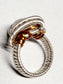Moonstone and Silver/Copper Wire Wrapped Ring Size 9