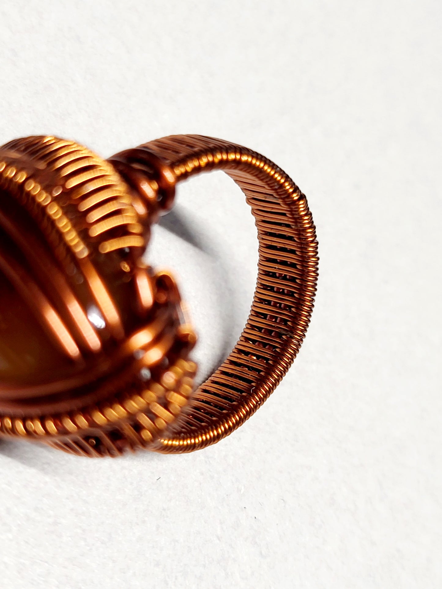 Carnelian and Copper Wire Wrapped Ring Size 8