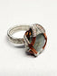 Labradorite and Silver/Copper Wire Wrapped Ring Size 12