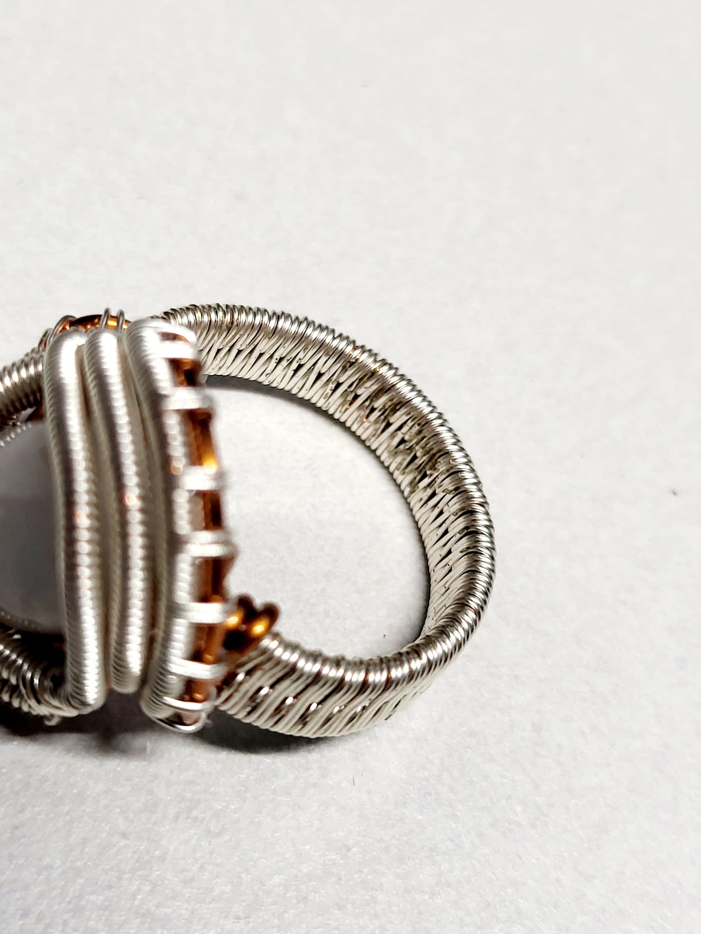 Moonstone and Silver Wire Wrapped Ring Size 9.5