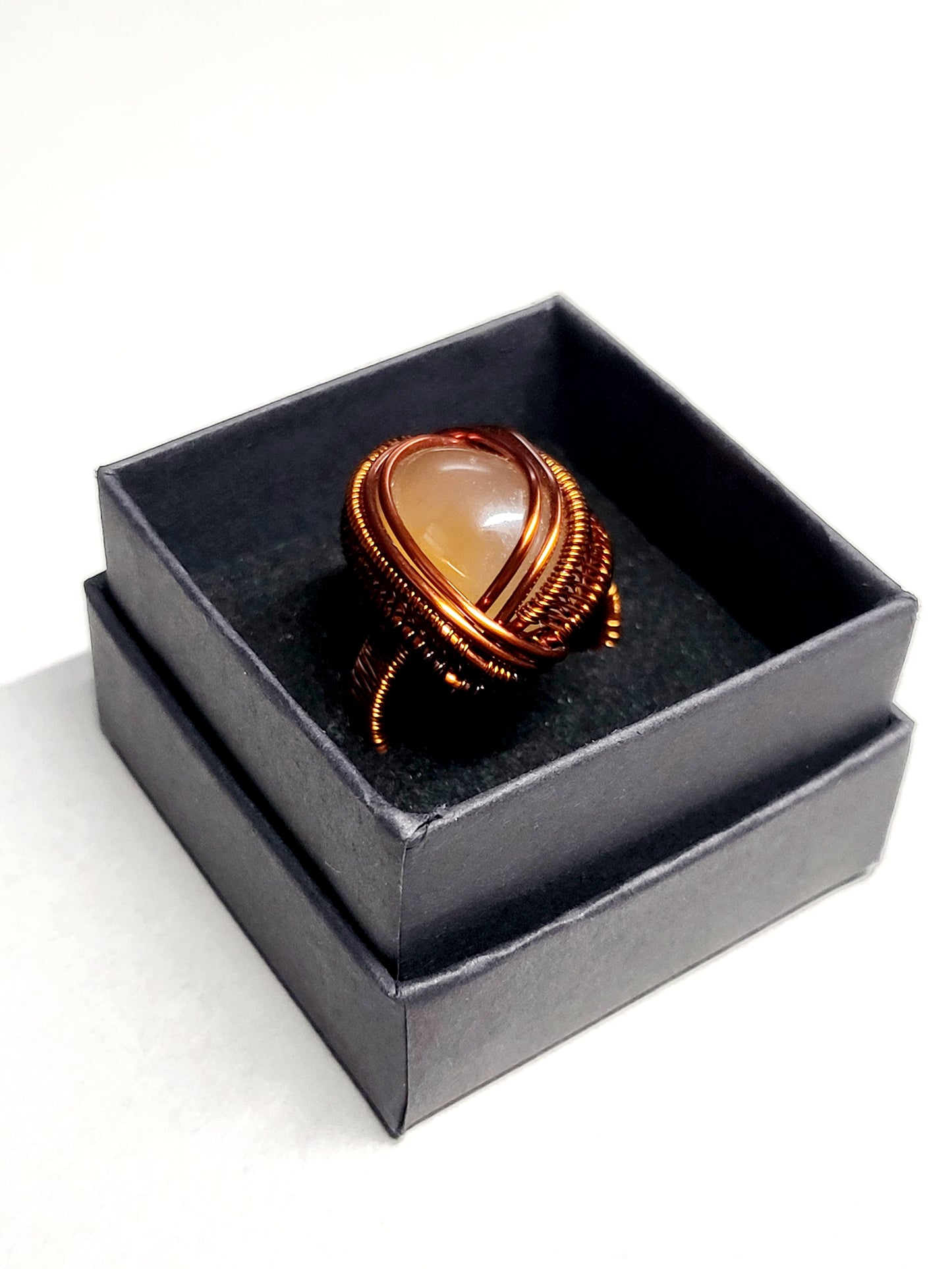 Carnelian and Copper Wire Wrapped Ring Size 10