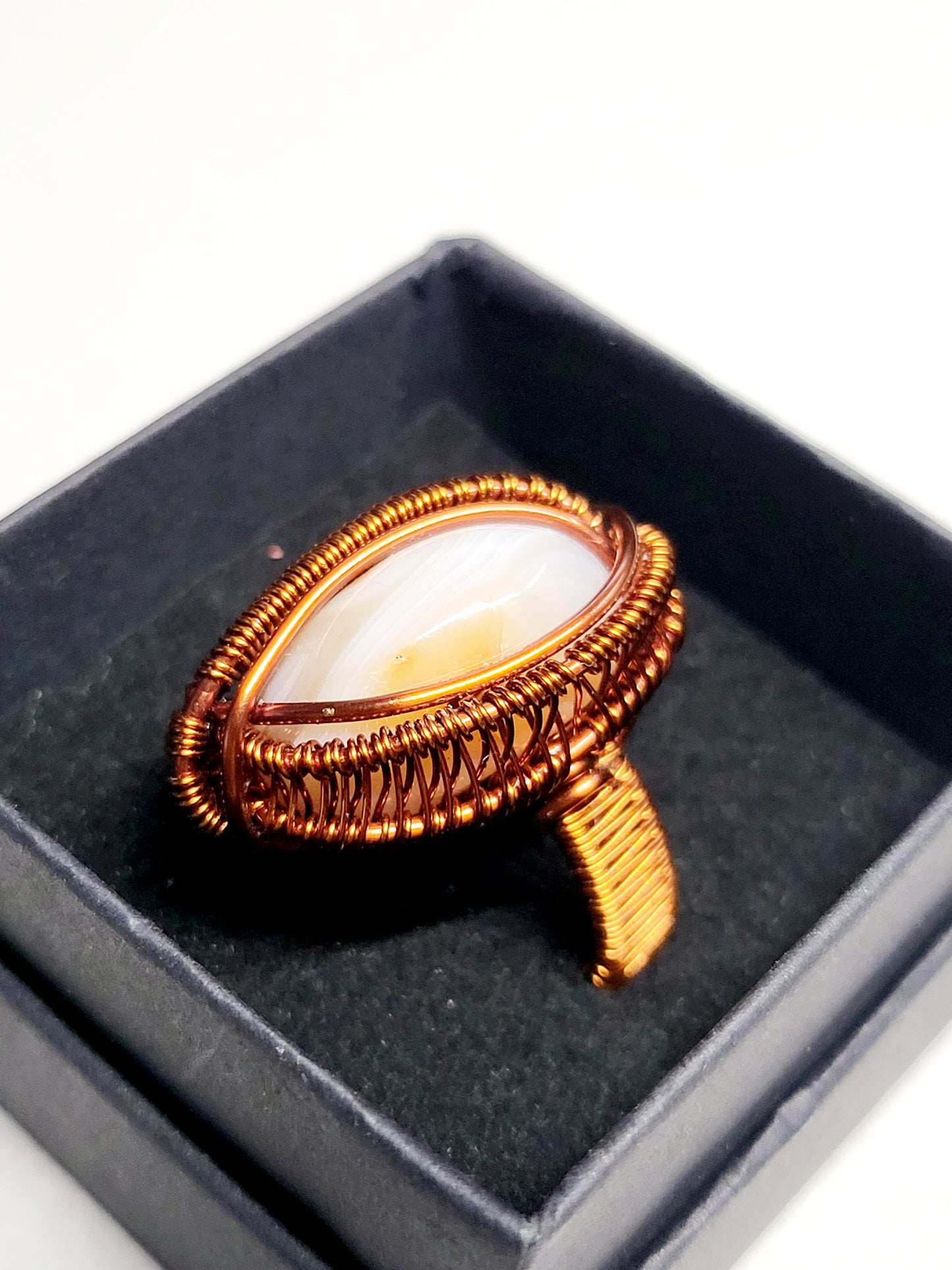 Carnelian and Copper Wire Wrapped Ring Size 11