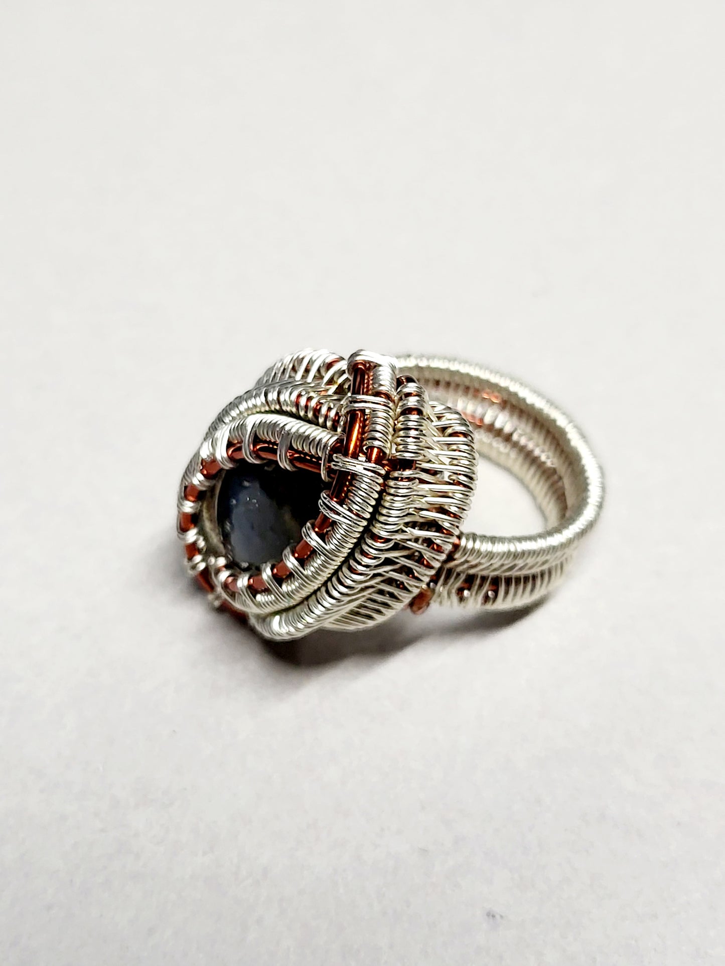 Labradorite and Silver Wire Wrapped Ring Size 7