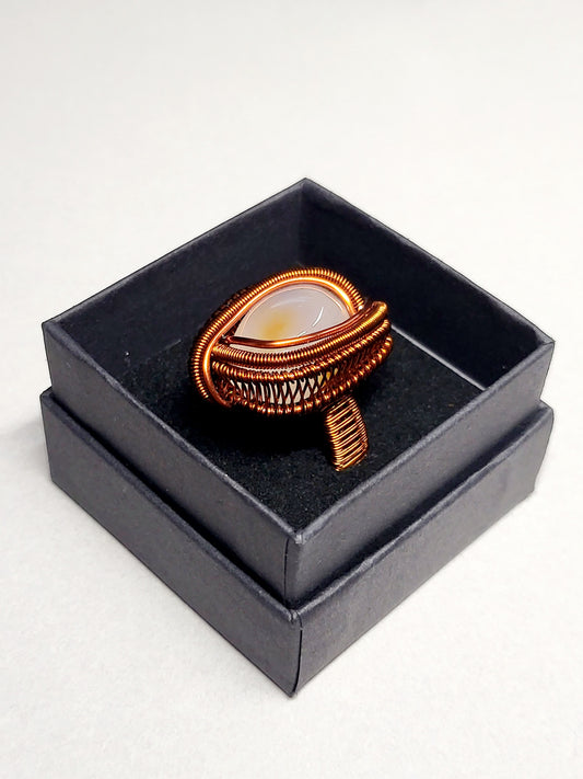 Carnelian and Copper Wire Wrapped Ring Size 10