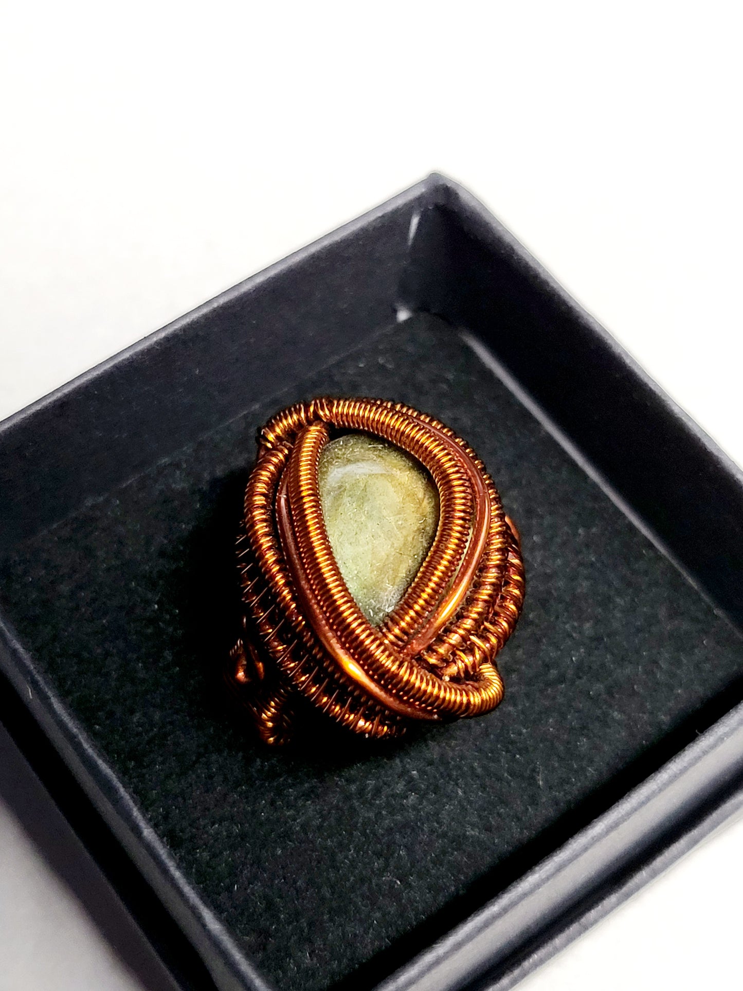 Labradorite and Copper Wire Wrapped Ring Size 8