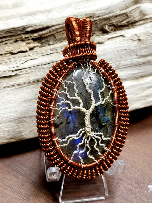 Labradorite Tree of Life Wire Wrapped Pendant Necklace