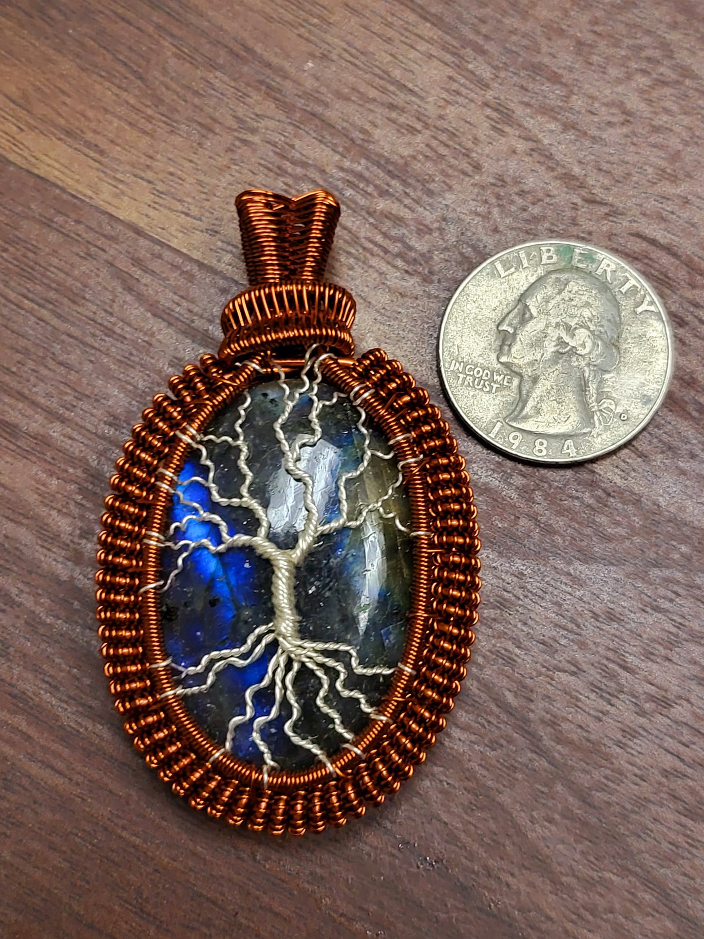 Labradorite Tree of Life Wire Wrapped Pendant Necklace