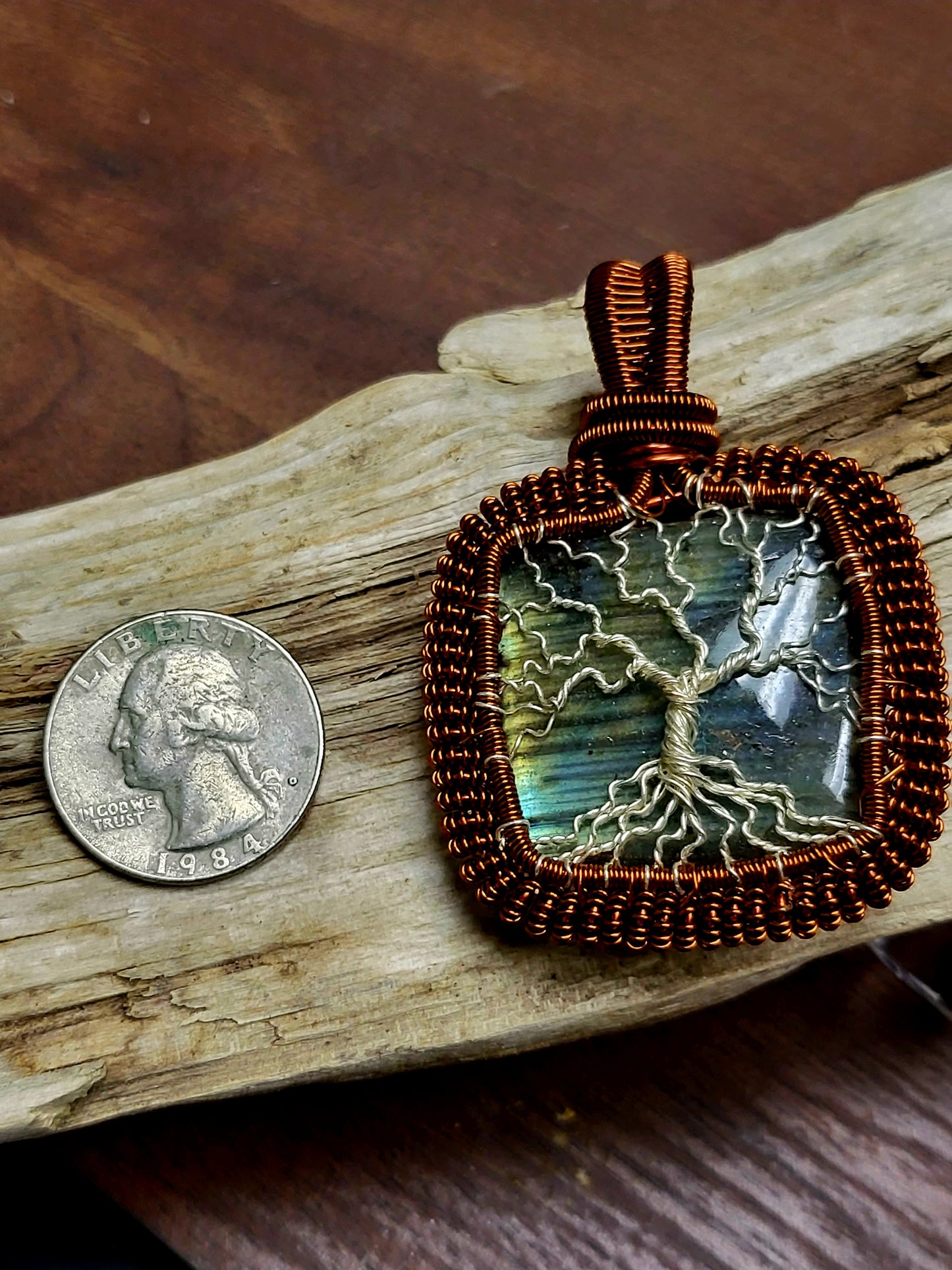 Labradorite Tree of Life Wire Wrapped Pendant Necklace