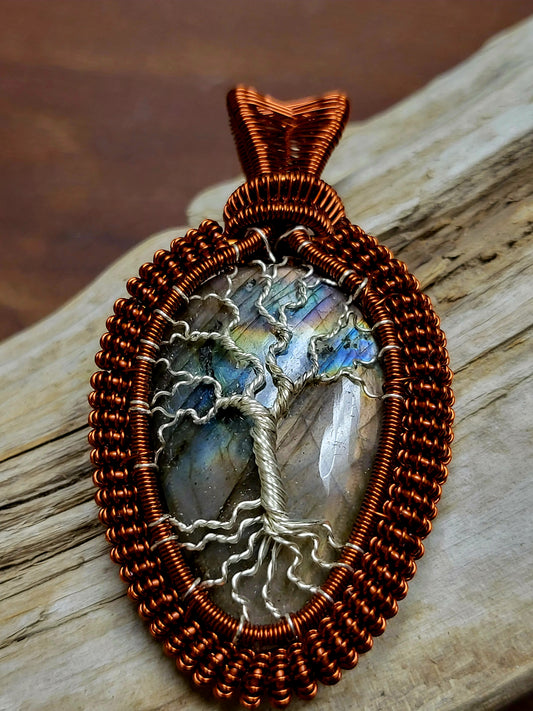 Labradorite Tree of Life Wire Wrapped Pendant Necklace