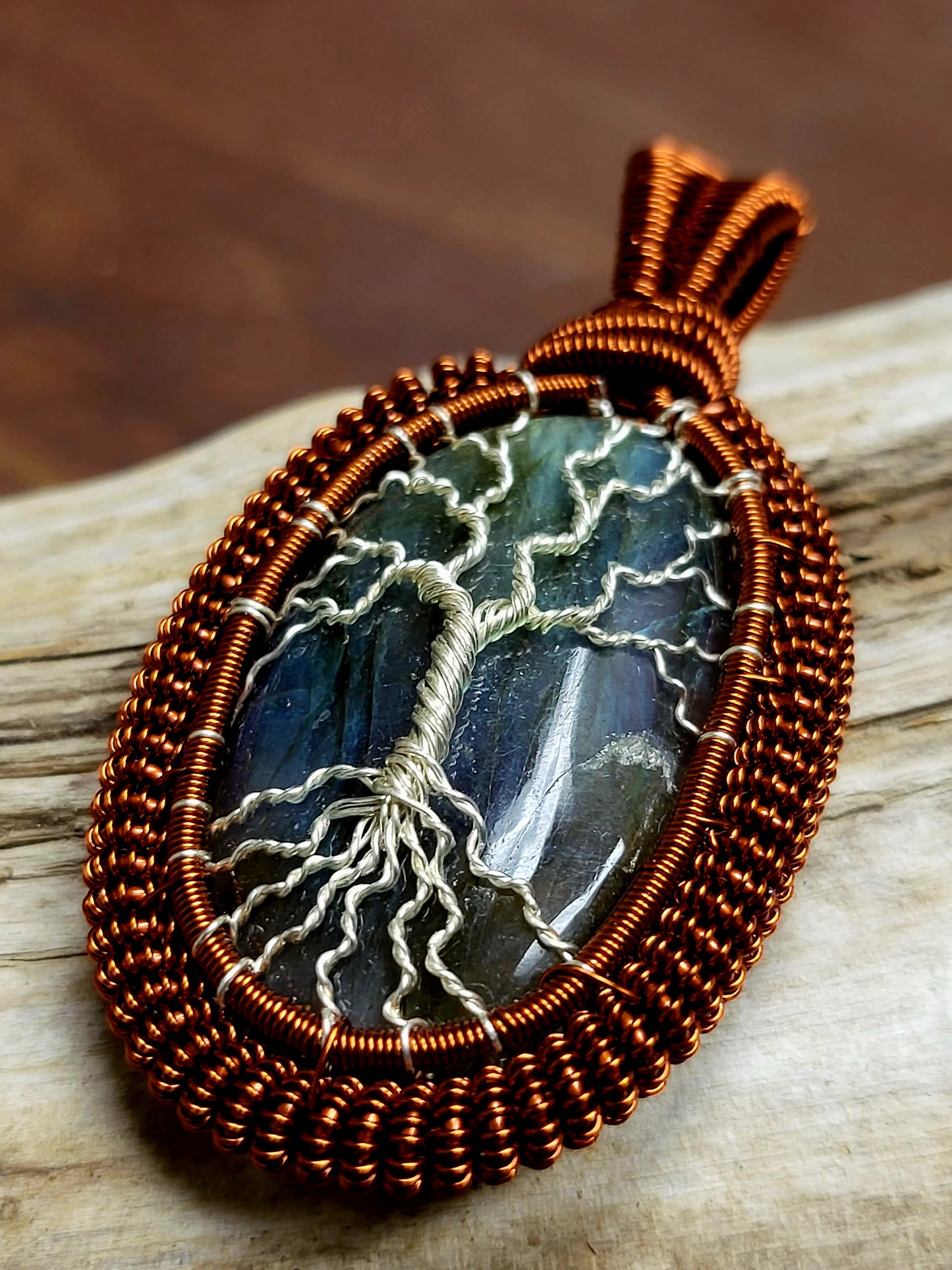 Labradorite Tree of Life Wire Wrapped Pendant Necklace