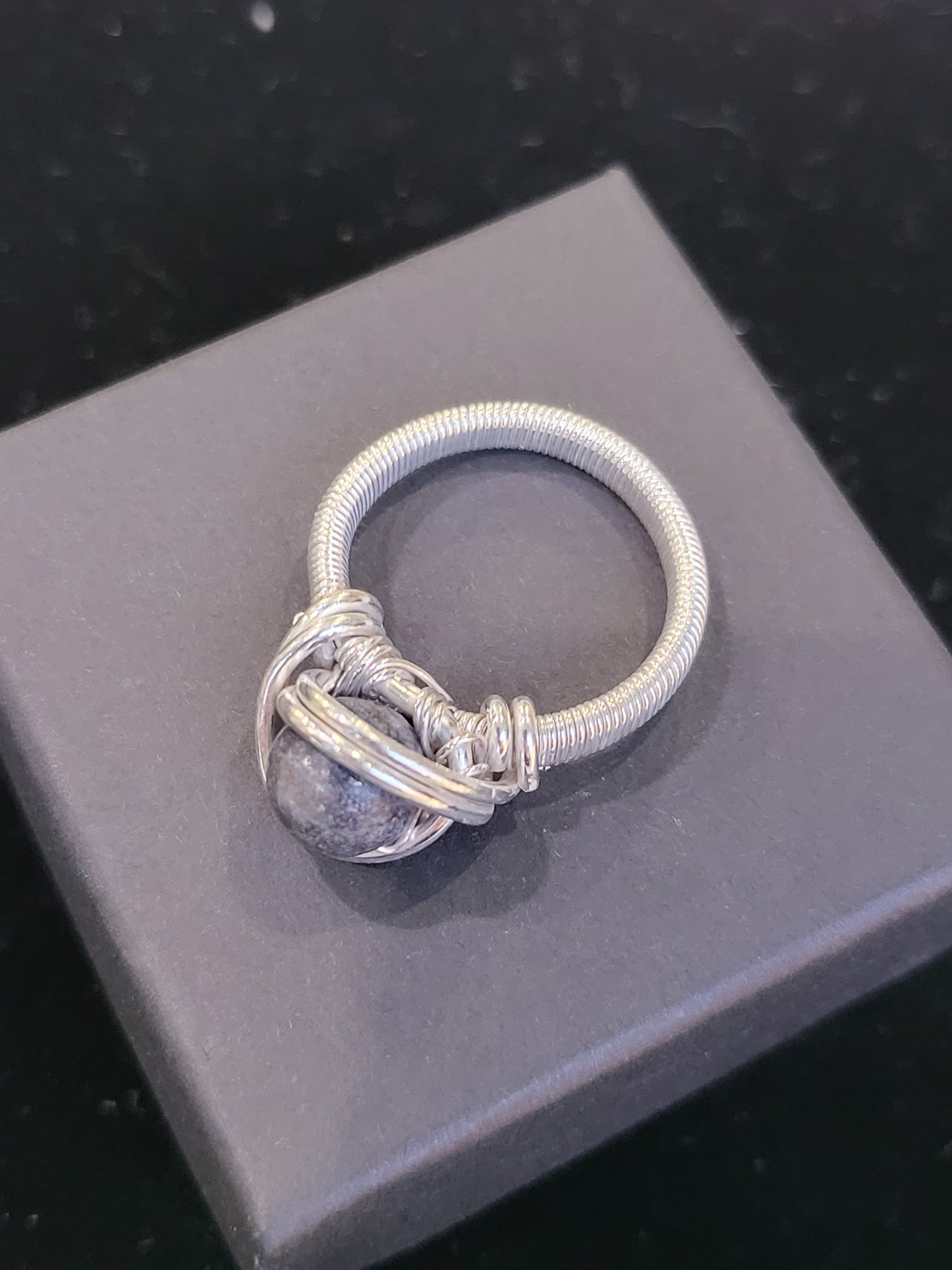 Silver Wire Wrapped Crystal Ring