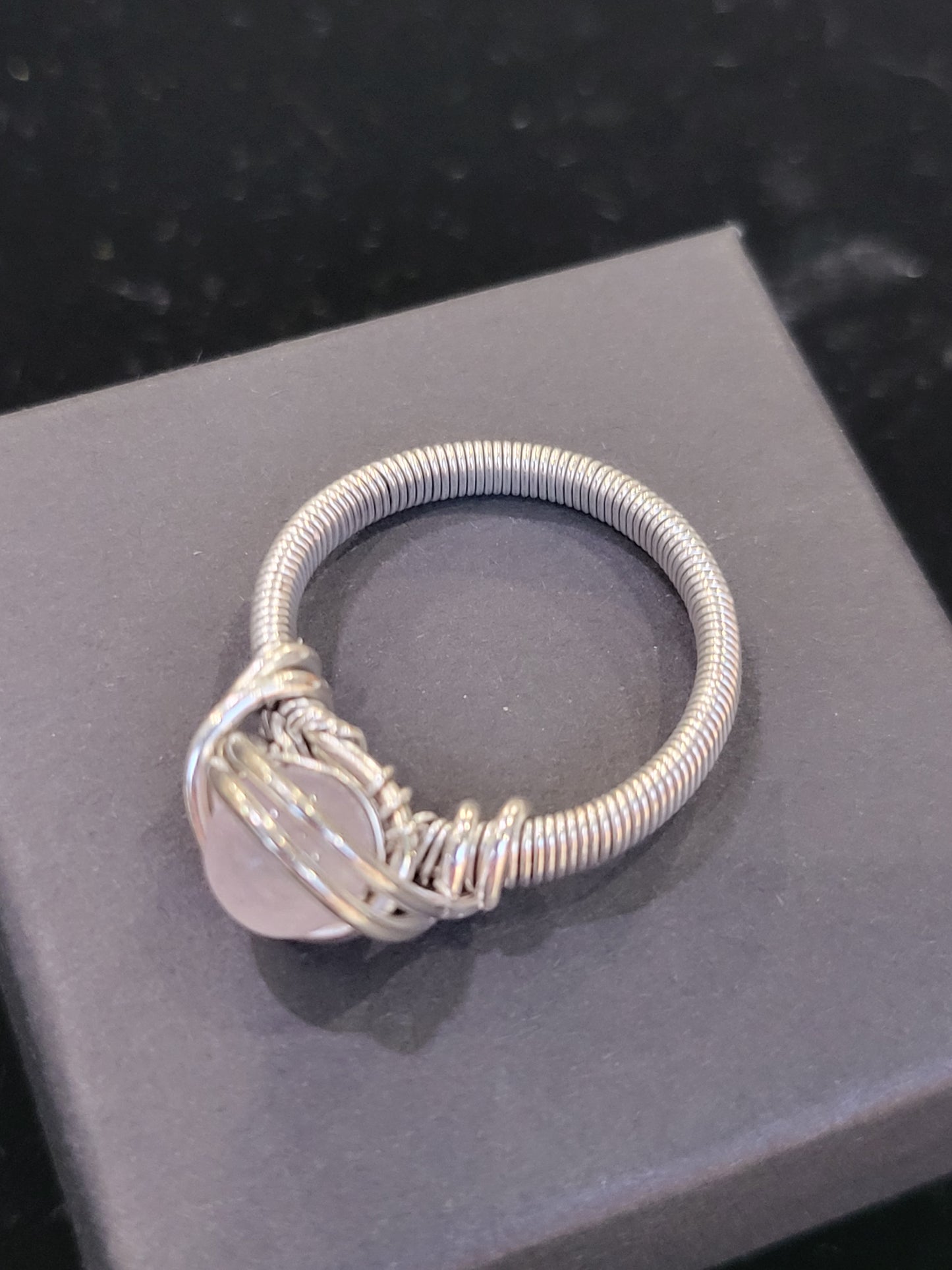 Silver Wire Wrapped Crystal Ring