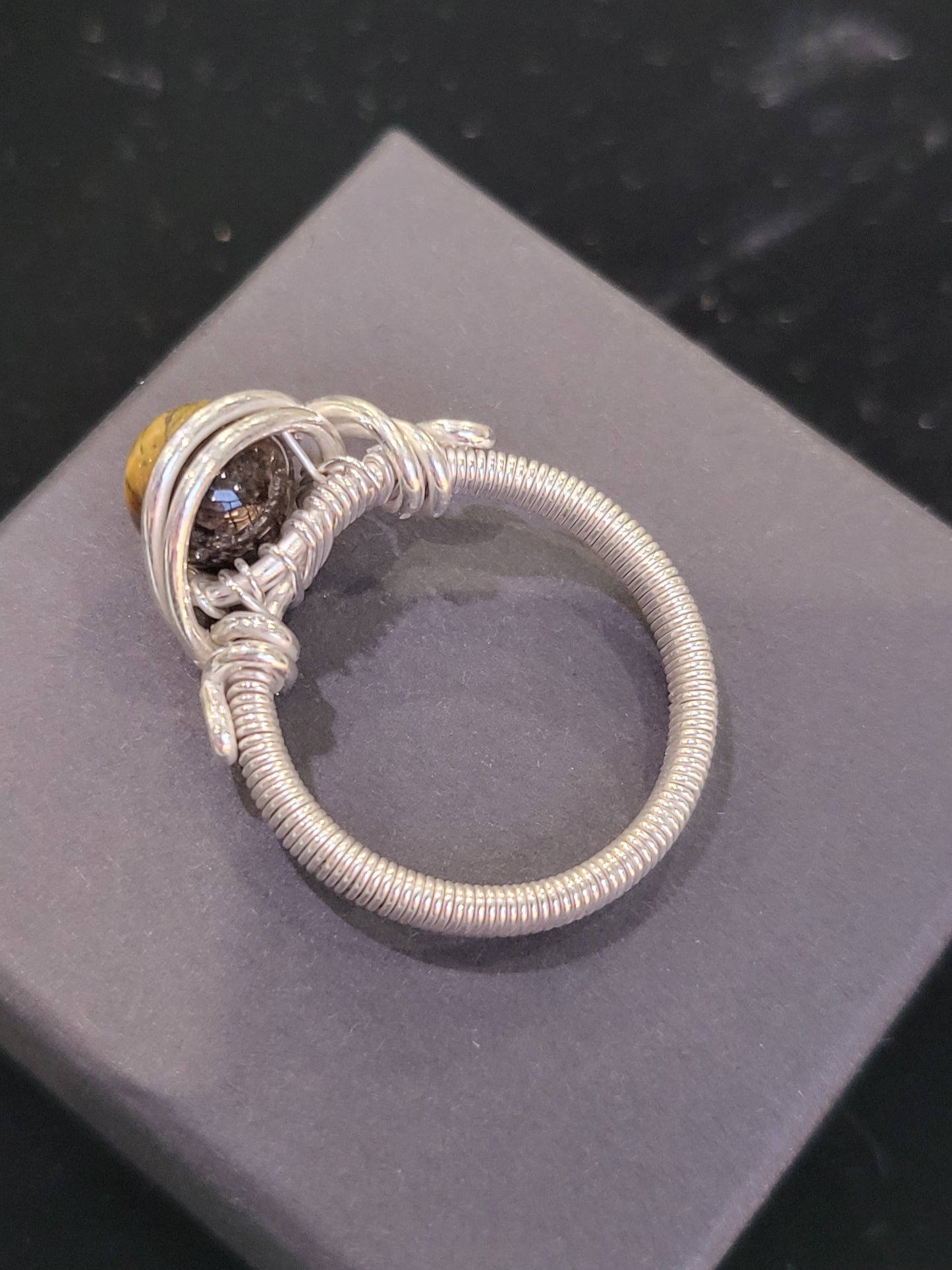 Silver Wire Wrapped Crystal Ring